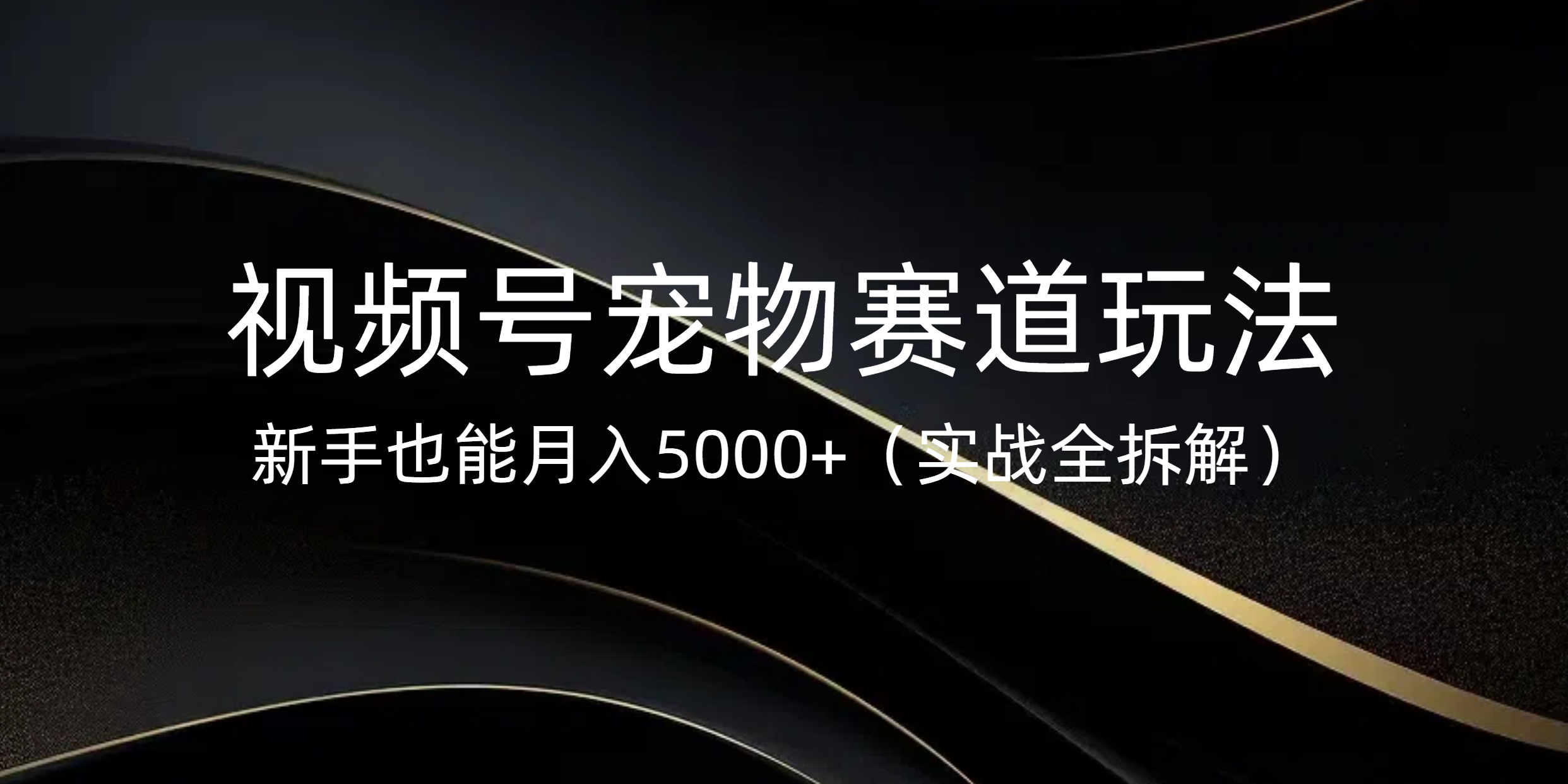 视频号宠物赛道玩法，新手也能月入5000+（实战全拆解）-艾莉资源