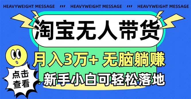 淘宝无人带货3.0高收益玩法，月入3万+，无脑躺赚，新手小白可落地实操-艾莉资源