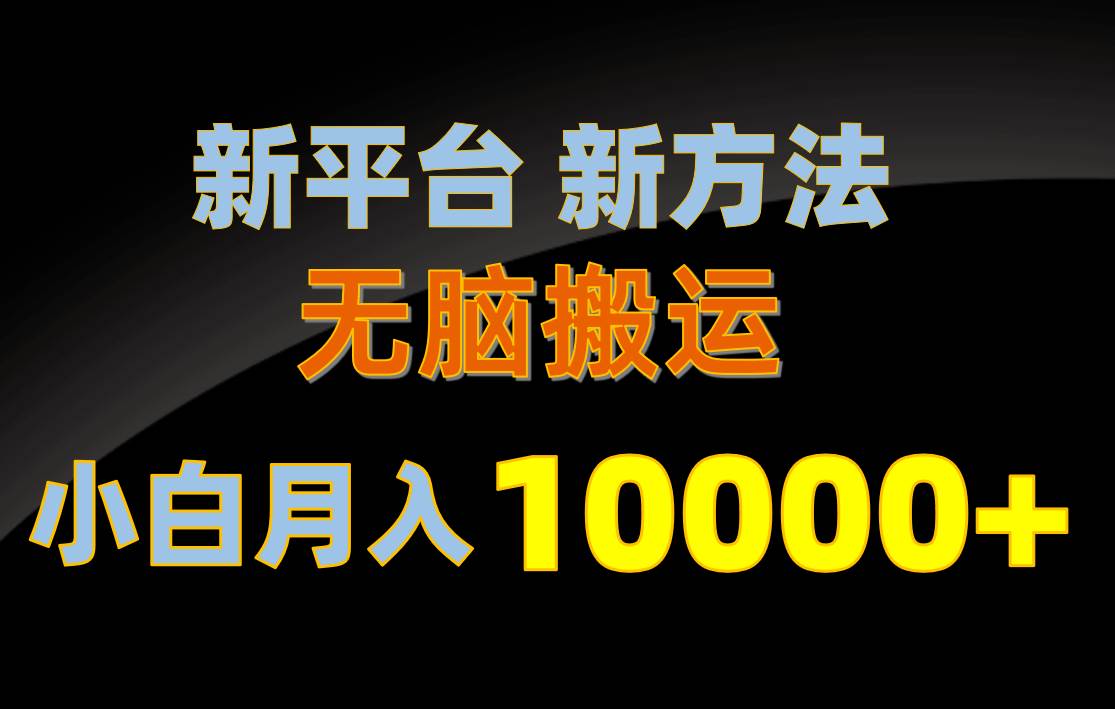 新平台新方法，无脑搬运，月赚10000+，小白轻松上手不动脑-艾莉资源