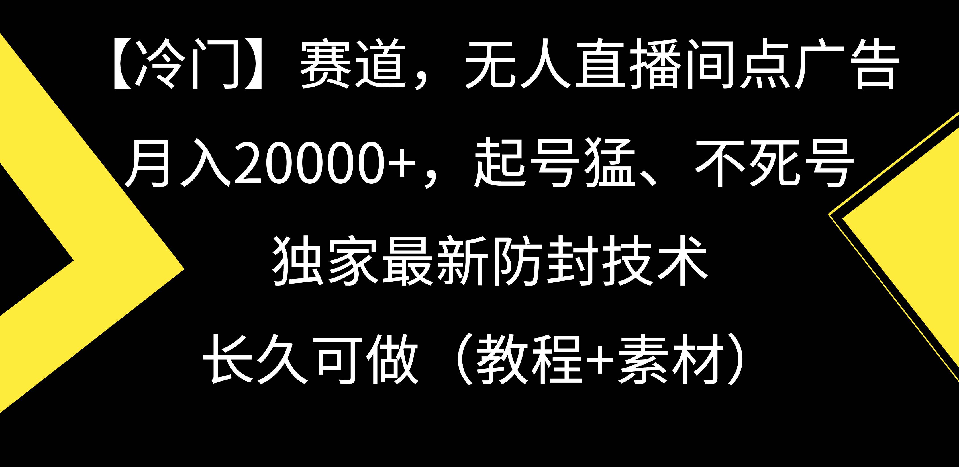 【冷门】赛道，无人直播间点广告，月入20000+，起号猛、不死号，独家最…-艾莉资源