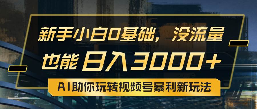 小白0基础，没流量也能日入3000+：AI助你玩转视频号暴利新玩法-艾莉资源