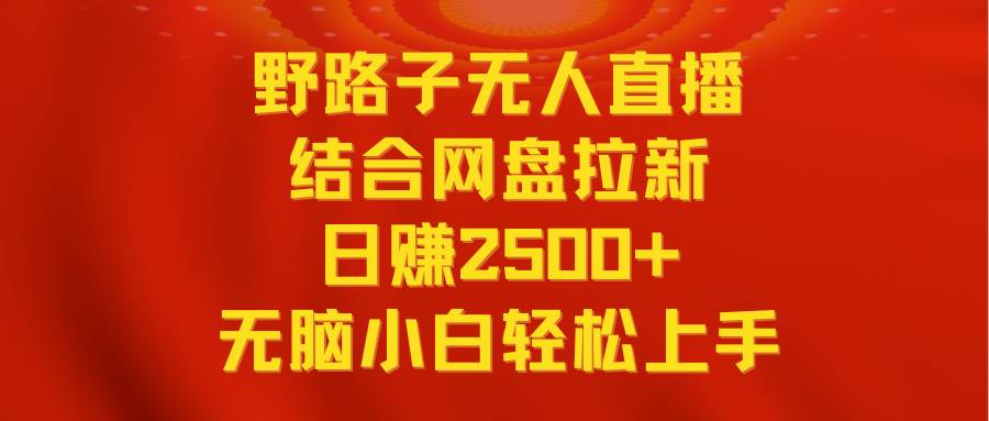 无人直播野路子结合网盘拉新，日赚2500+多平台变现，小白无脑轻松上手操作-艾莉资源