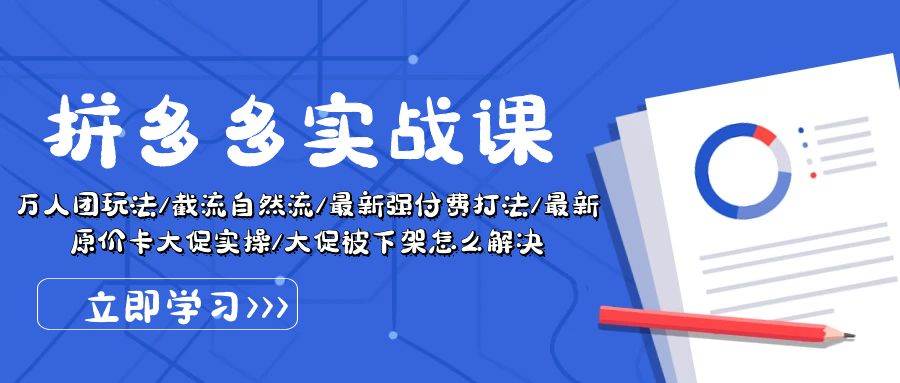 拼多多·实战课：万人团玩法/截流自然流/最新强付费打法/最新原价卡大促..-艾莉资源