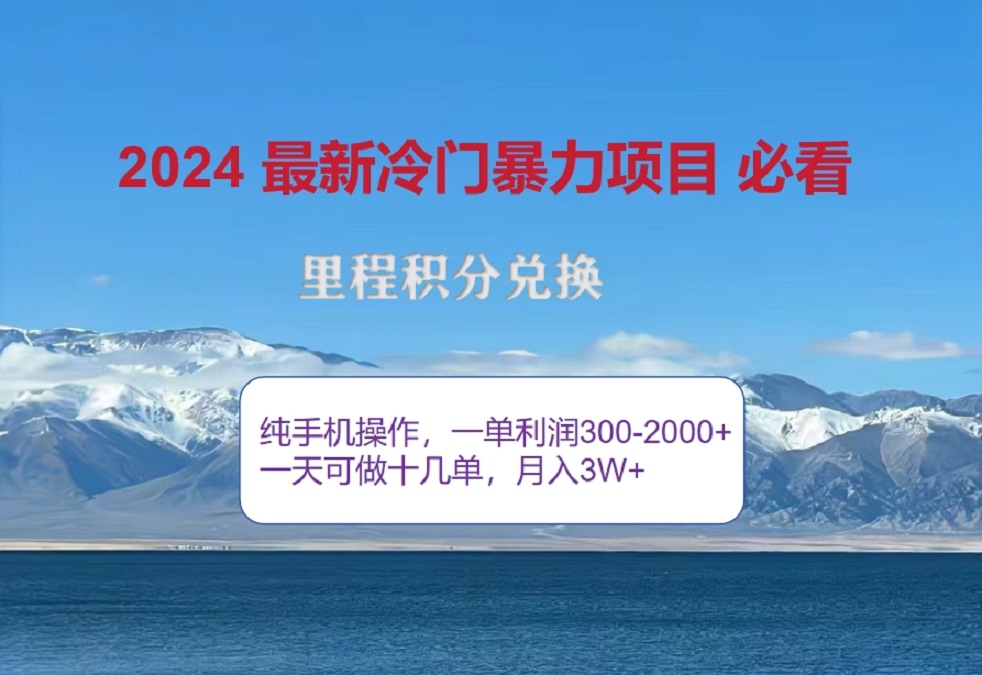 2024惊爆冷门暴利！出行高峰来袭，里程积分，高爆发期，一单300+—2000+，月入过万不是梦！-艾莉资源