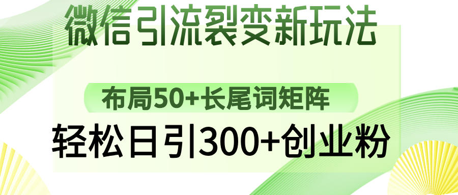 微信引流裂变新玩法：布局50+长尾词矩阵，轻松日引300+创业粉-艾莉资源