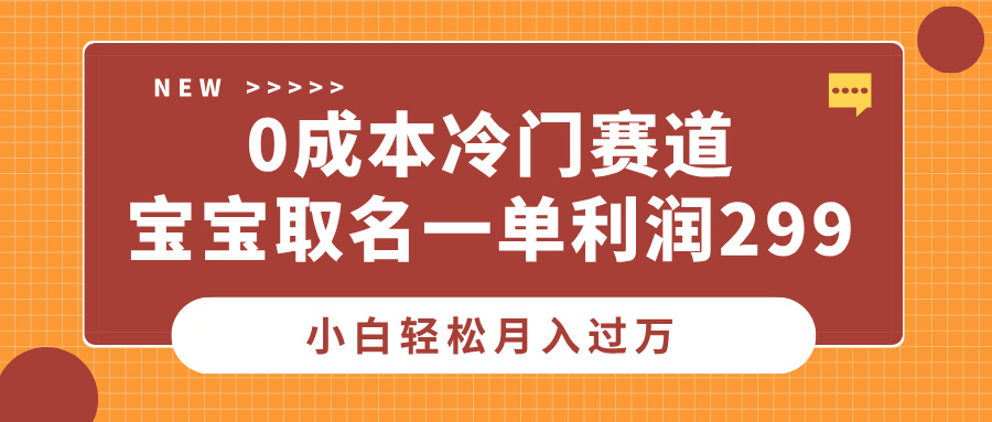 0成本冷门赛道，宝宝取名一单利润299，小白轻松月入过万-艾莉资源