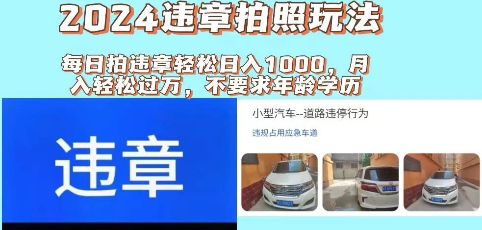 2024违章拍照新玩法，推广躺赚+拍照赚钱双模式，日入1000+-艾莉资源