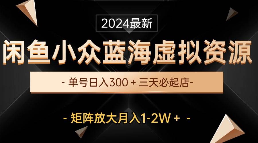 最新闲鱼小众蓝海虚拟资源，单号日入300＋，三天必起店，矩阵放大月入1-2W-艾莉资源