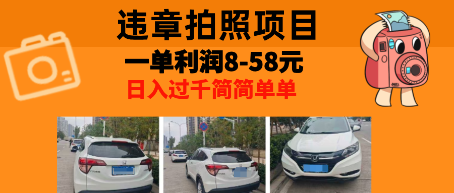 最强副业违章拍照，一单利润8-58元，全国大小城市都可做-艾莉资源