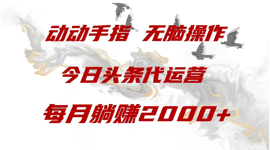 今日头条代运营，动动手指，每月躺赠2000+-艾莉资源