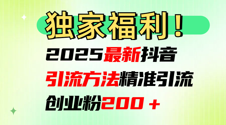 2025最新抖音引流方法每日精准引流创业粉200＋-艾莉资源