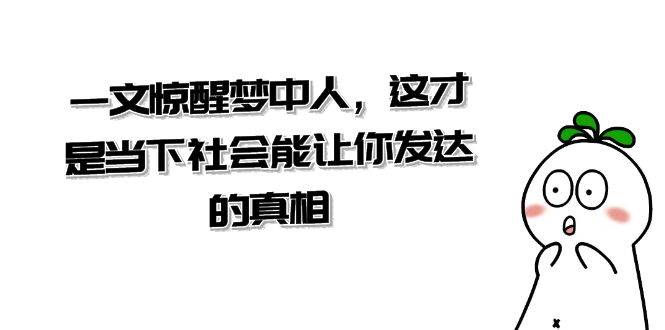 某公众号付费文章《一文 惊醒梦中人，这才是当下社会能让你发达的真相》-艾莉资源