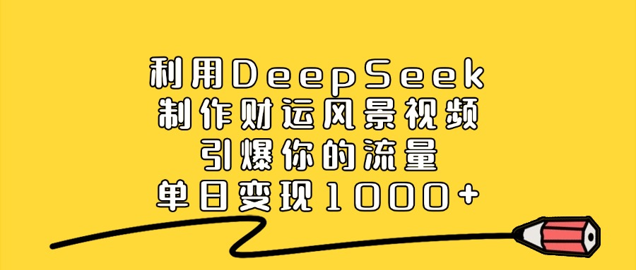 利用DeepSeek制作财运风景视频，引爆你的流量，单日变现1000+-艾莉资源