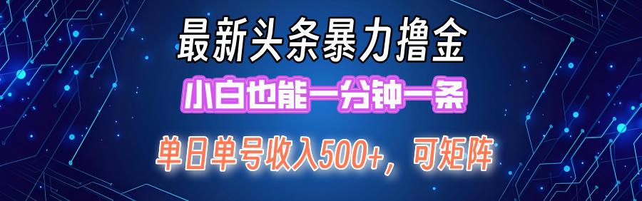 最新头条撸金，小白也能一分钟一条-艾莉资源
