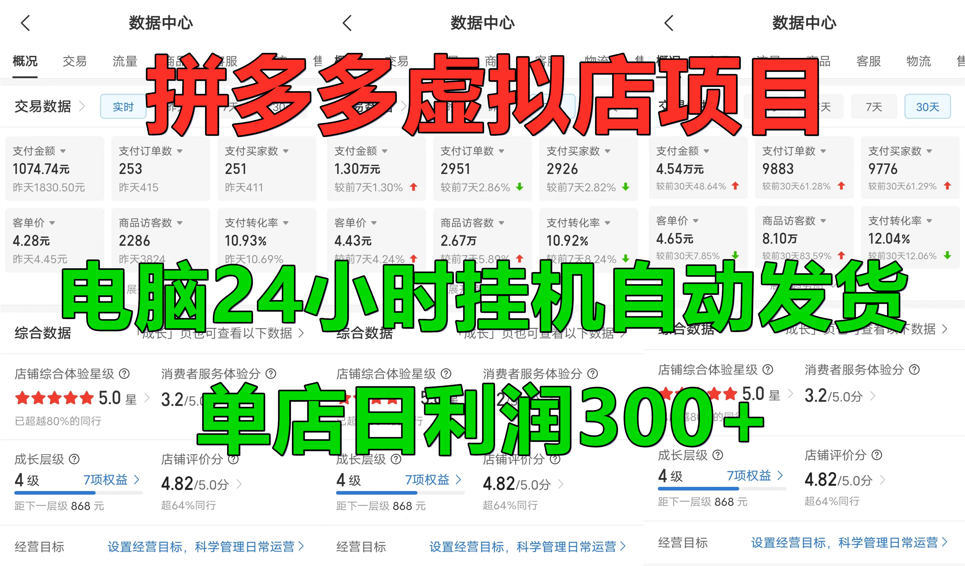 拼多多虚拟店项目，电脑挂机自动发货，单店日利润300+，可放大操作-艾莉资源