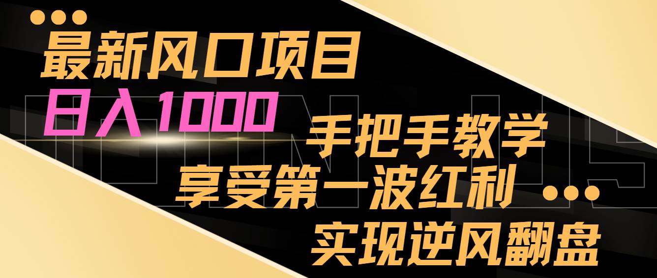 最新风口项目，日入过千，抓住当下风口，享受第一波红利，实现逆风翻盘-艾莉资源