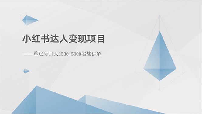 小红书达人变现项目：单账号月入1500-3000实战讲解-艾莉资源