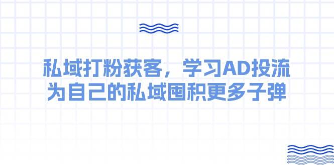 某收费课：私域打粉获客，学习AD投流，为自己的私域囤积更多子弹-艾莉资源