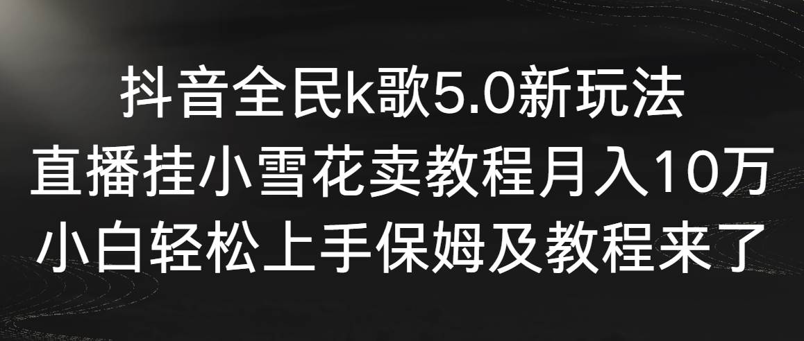 抖音全民k歌5.0新玩法，直播挂小雪花卖教程月入10万，小白轻松上手，保…-艾莉资源