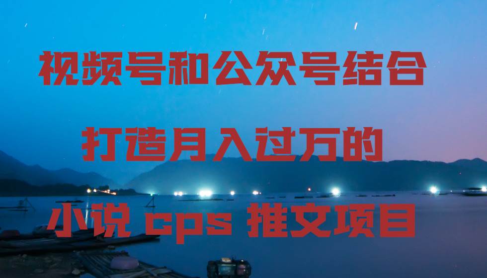 视频号和公众号结合打造月入过万的小说cps推文项目-艾莉资源