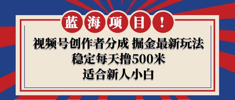 【蓝海项目】视频号创作者分成 掘金最新玩法 稳定每天撸500米 适合新人小白-艾莉资源
