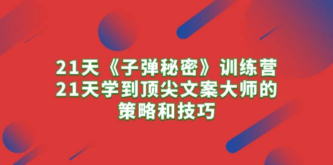21天《子弹秘密》训练营，21天学到顶尖文案大师的策略和技巧-艾莉资源