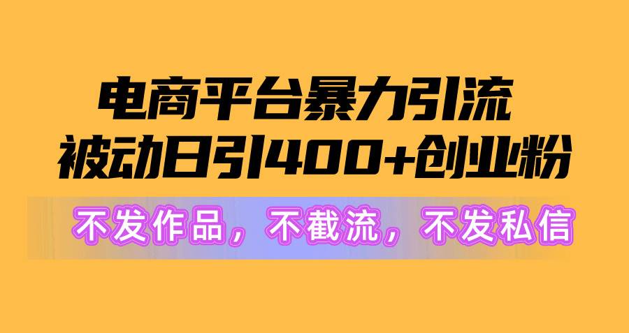 电商平台暴力引流,被动日引400+创业粉不发作品，不截流，不发私信-艾莉资源