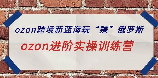 ozon跨境新蓝海玩“赚”俄罗斯，ozon进阶实操训练营-艾莉资源