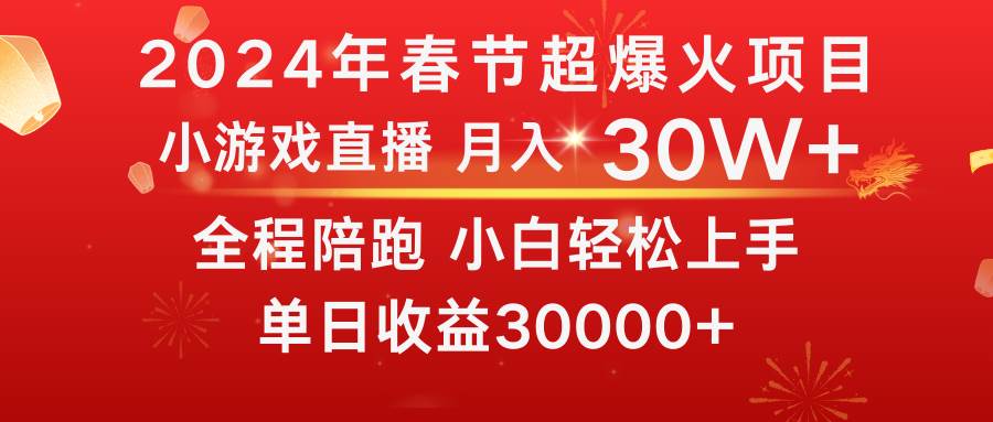 龙年2024过年期间，最爆火的项目 抓住机会 普通小白如何逆袭一个月收益30W+-艾莉资源