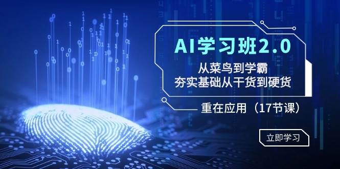 AI学习班2.0：从菜鸟到学霸，夯实基础从干货到硬货，重在应用（17节课）-艾莉资源