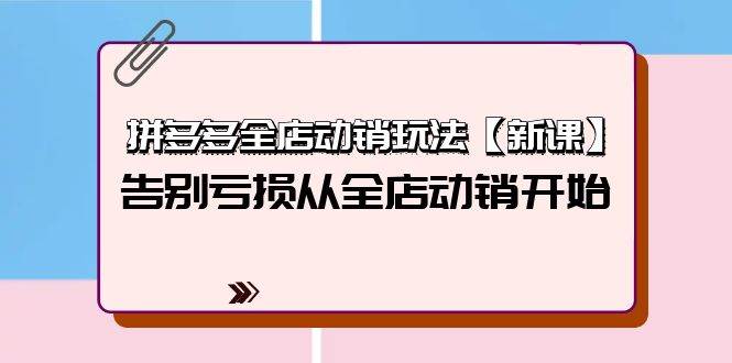 拼多多全店动销玩法【新课】，告别亏损从全店动销开始（4节视频课）-艾莉资源