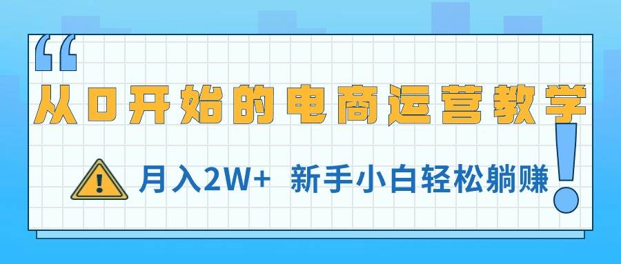 从0开始的电商运营教学，月入2W+，新手小白轻松躺赚-艾莉资源