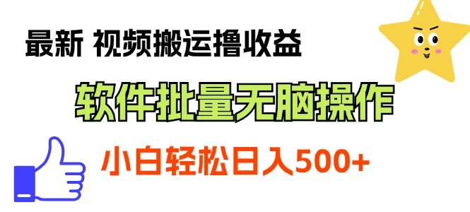 最新视频搬运撸收益，软件无脑批量操作，新手小白轻松上手-艾莉资源
