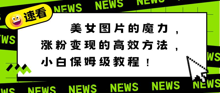 美女图片的魔力，涨粉变现的高效方法，小白保姆级教程！-艾莉资源