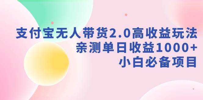支付宝无人带货2.0高收益玩法，亲测单日收益1000+，小白必备项目-艾莉资源