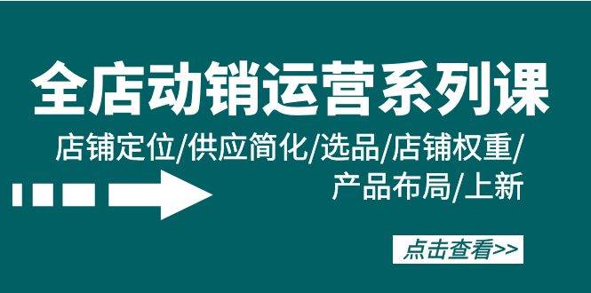 全店·动销运营系列课：店铺定位/供应简化/选品/店铺权重/产品布局/上新-艾莉资源