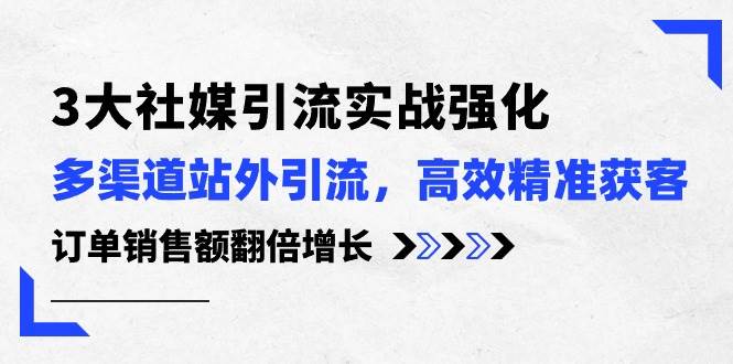 3大社媒引流实操强化，多渠道站外引流/高效精准获客/订单销售额翻倍增长-艾莉资源
