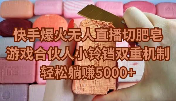 快手爆火无人直播切肥皂，游戏合伙人小铃铛双重机制，轻松躺赚5000+-艾莉资源