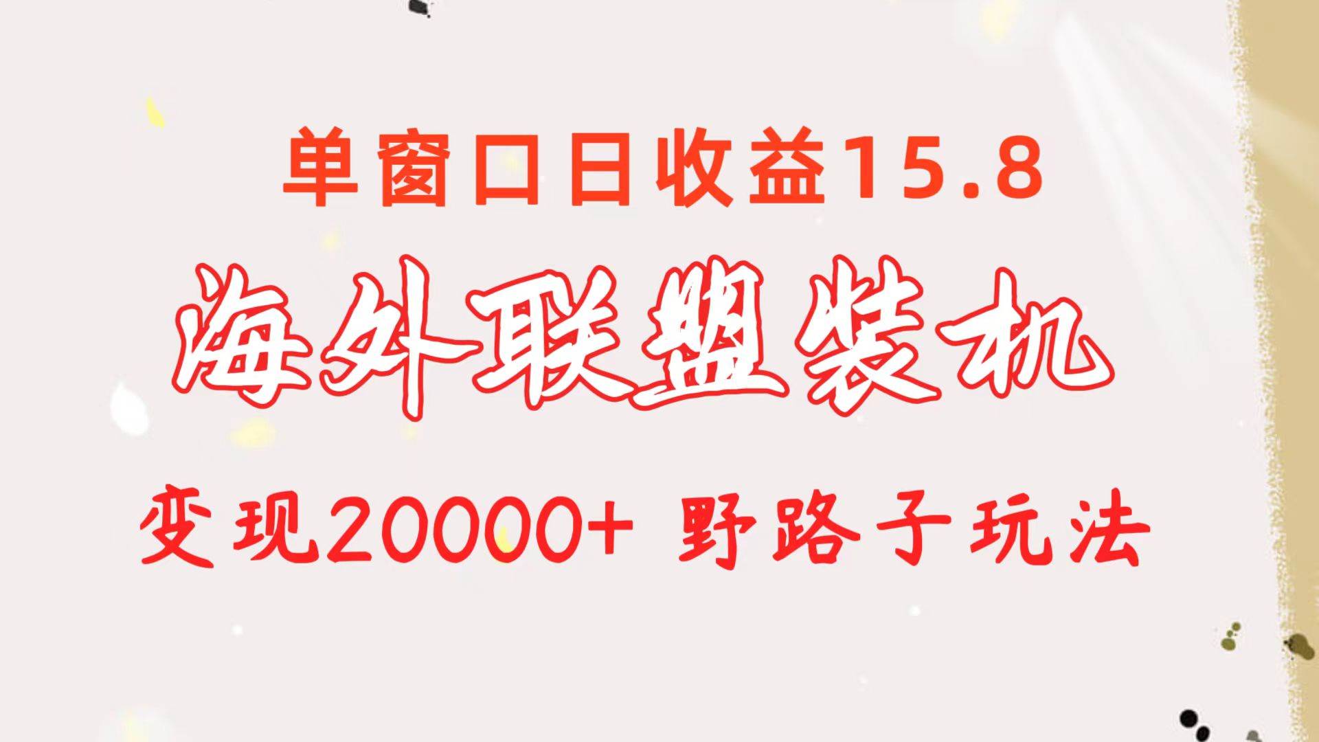 海外联盟装机 单窗口日收益15.8  变现20000+ 野路子玩法-艾莉资源