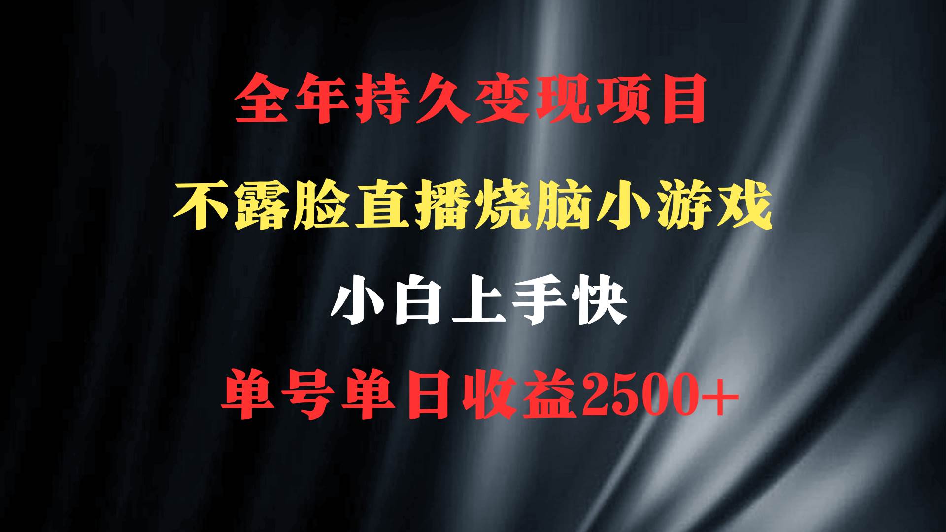 2024年 最优项目，烧脑小游戏不露脸直播  小白上手快 无门槛 一天收益2500+-艾莉资源