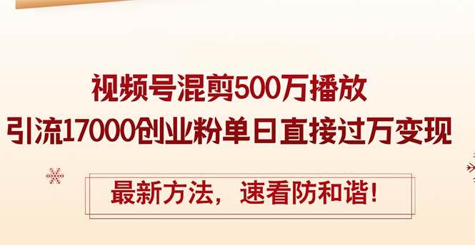 精华帖视频号混剪500万播放引流17000创业粉，单日直接过万变现，最新方…-艾莉资源