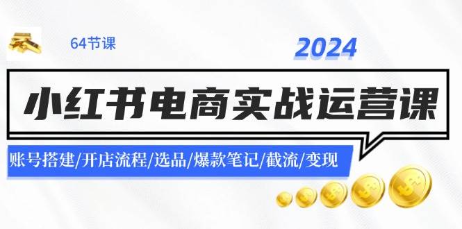 2024小红书电商实战运营课：账号搭建/开店流程/选品/爆款笔记/截流/变现-艾莉资源
