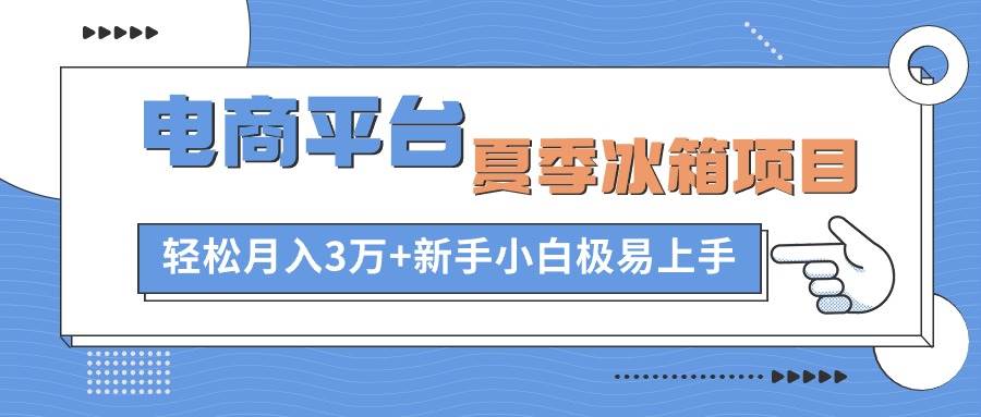 电商平台夏季冰箱项目，轻松月入3万+，新手小白极易上手-艾莉资源