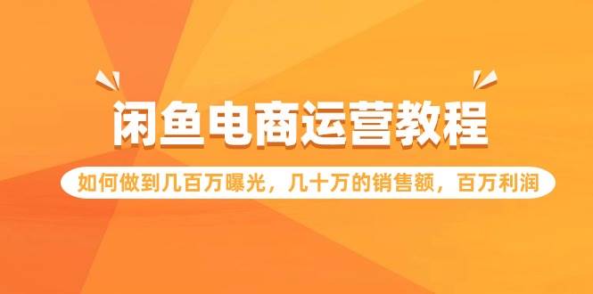 闲鱼电商运营教程：如何做到几百万曝光，几十万的销售额，百万利润-艾莉资源