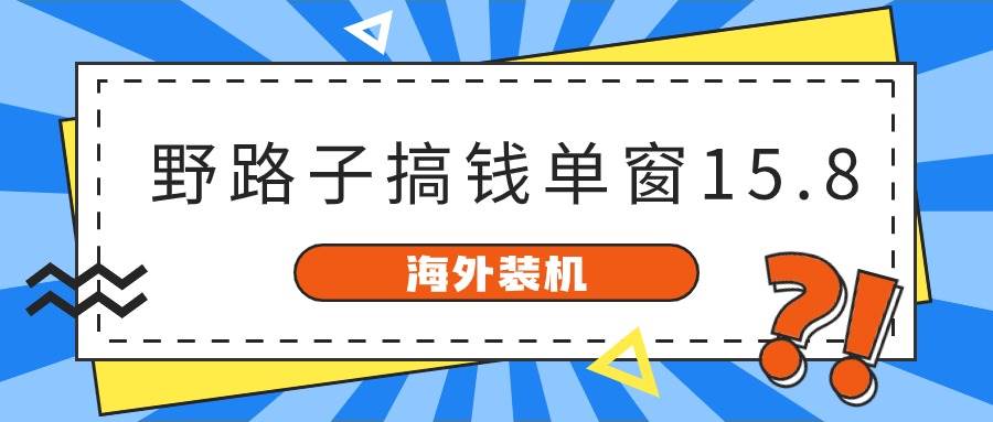 海外装机，野路子搞钱，单窗口15.8，已变现10000+-艾莉资源