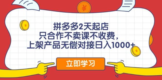 拼多多0成本开店，只合作不卖课不收费，0成本尝试，日赚千元+-艾莉资源