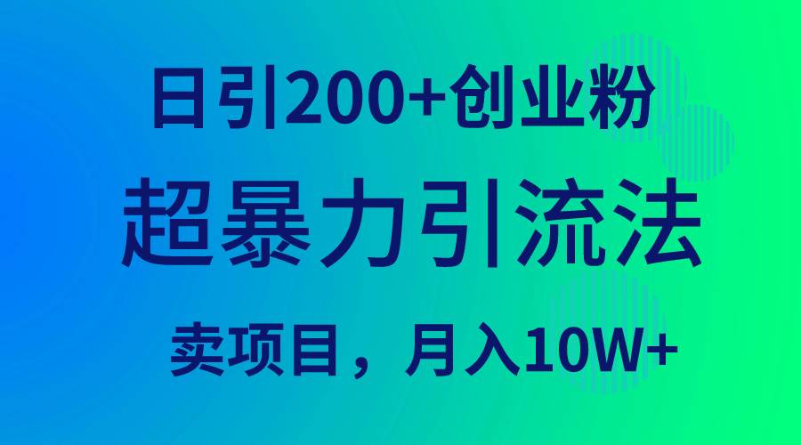 超暴力引流法，日引200+创业粉，卖项目月入10W+-艾莉资源
