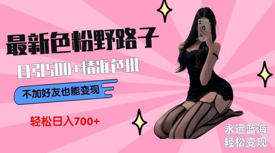 最新色粉变现野路子，日引500+老色批 可不加好友直接变现 小白轻松日入700+-艾莉资源