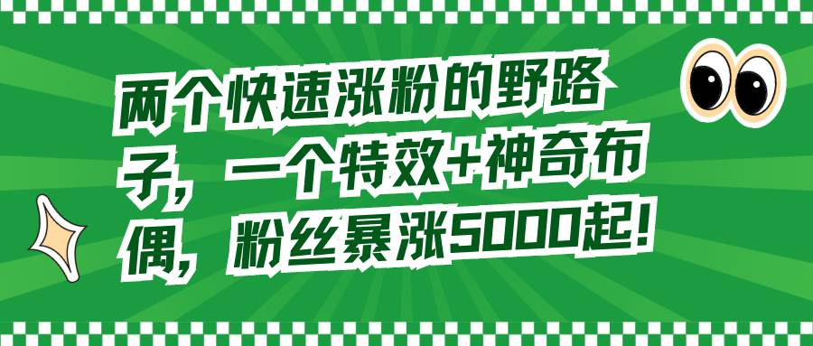 两个快速涨粉的野路子，一个特效+神奇布偶，粉丝暴涨5000起！-艾莉资源