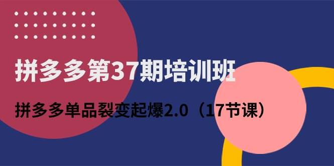 拼多多第37期培训班：拼多多单品裂变起爆2.0（17节课）-艾莉资源